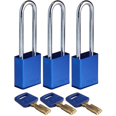 Kłódka bezpieczeństwa LOTO SafeKey, aluminiowa, szekla 76 mm, niebieska, 150277