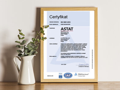 Grupa Astat z certyfikatem ISO 9001:2015!