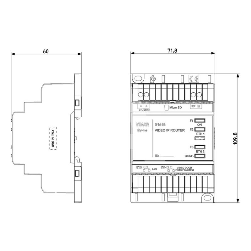 Bramka wideodomofonowa IP, 01416  - wymiary