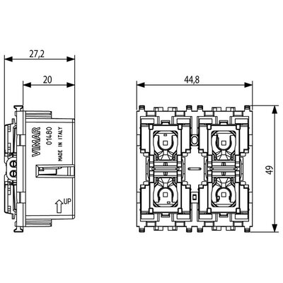 4-przyciskowe sterowanie KNX, 01480  - wymiary