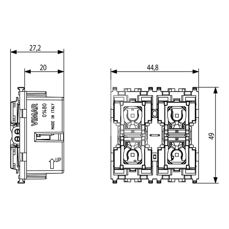 4-przyciskowe sterowanie KNX, 01480  - wymiary