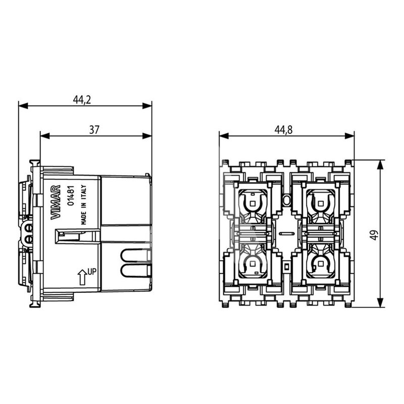 4-przyciskowe sterowanie KNX, 01481  - wymiary