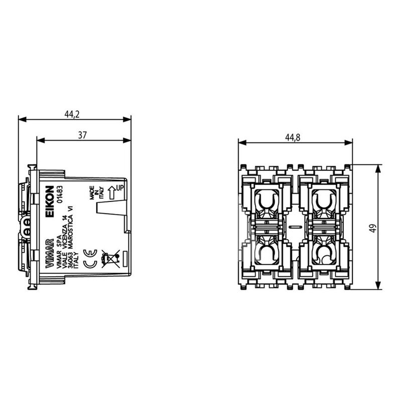 4-przyciskowe sterowanie KNX, 01483  - wymiary