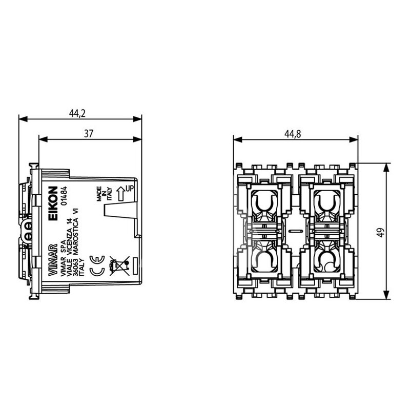 4-przyciskowe sterowanie KNX, 01484  - wymiary