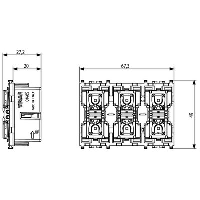 6-przyciskowe sterowanie KNX, przycisk, 3M, grafitowy, 01485  - wymiary