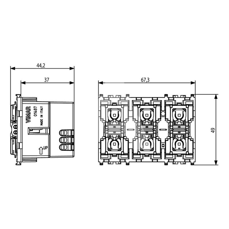 6-przyciskowe sterowanie KNX, 01487  - wymiary