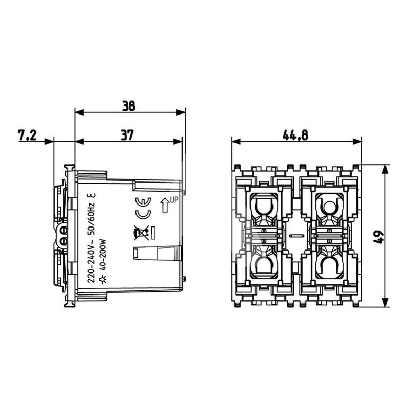 4-przyciskowe sterowanie KNX, 01488  - wymiary