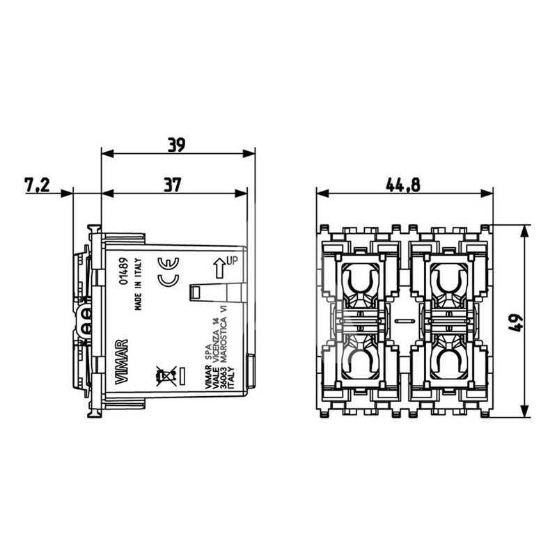 4-przyciskowe sterowanie KNX, 01489  - wymiary