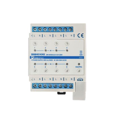 Uniwersalny moduł KNX 8 wejść napięciowych 100-250 V AC/DC, BI08H01KNX