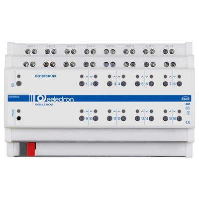 Uniwersalny aktor KNX, 16 wyjść przekaźnikowych 16A PLUS, DIN, BO16F01KNX