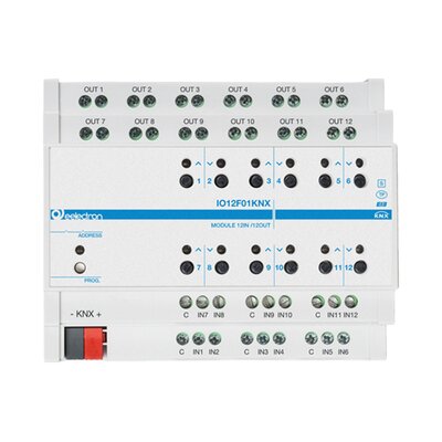 Uniwersalny aktor KNX 12 wejść bezpotencjałowych / 12 wyjść przekaźnikowych 16A, DIN, IO12F01KNX