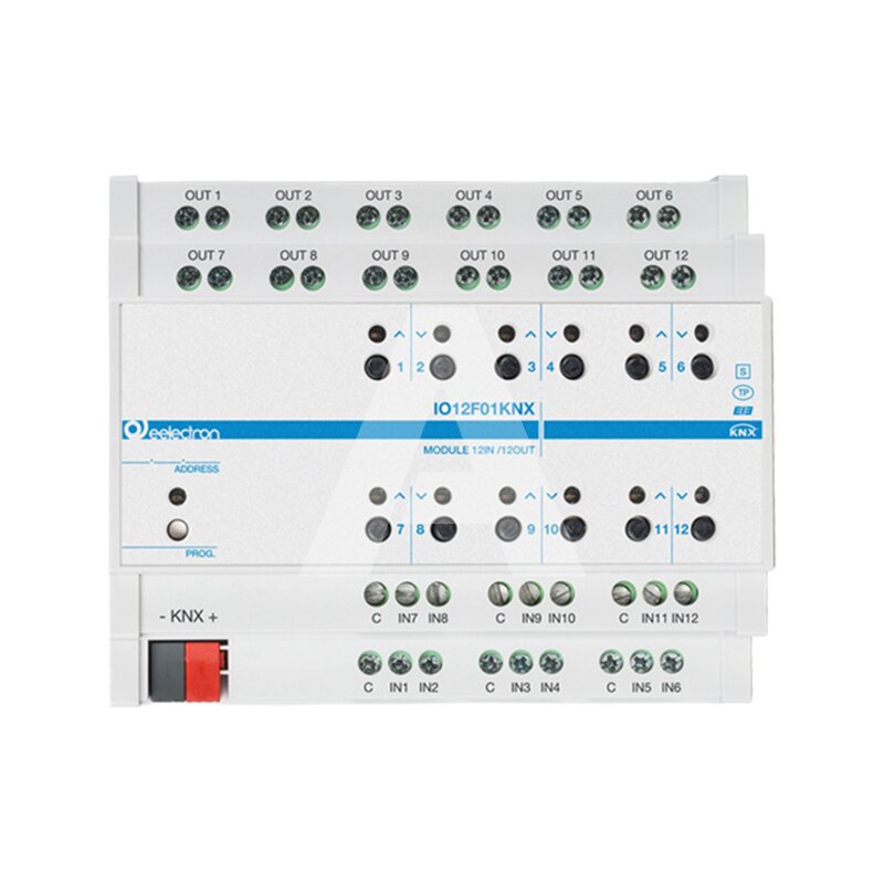 Uniwersalny aktor KNX 12 wejść bezpotencjałowych / 12 wyjść przekaźnikowych 16A, DIN, IO12F01KNX