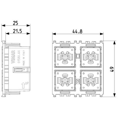 4-przyciskowe sterowanie KNX, 01580.AX - wymiary