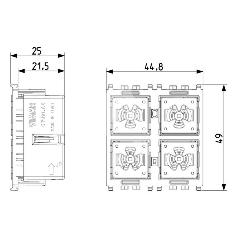 4-przyciskowe sterowanie KNX, 01580.AX - wymiary