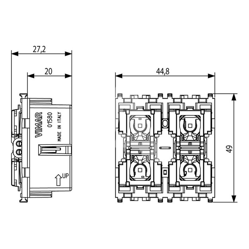 4-przyciskowe sterowanie KNX, 01580 - wymiary