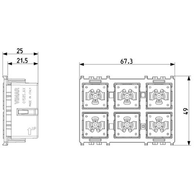 6-przyciskowe sterowanie KNX, 01585.AX - wymiary