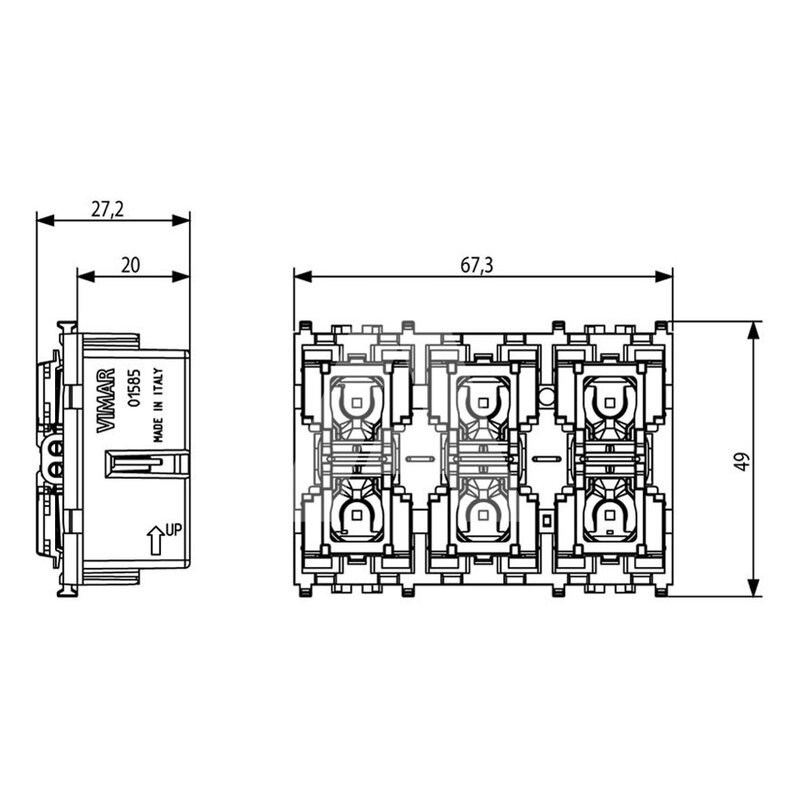 6-przyciskowe sterowanie KNX, 01585 - wymiary
