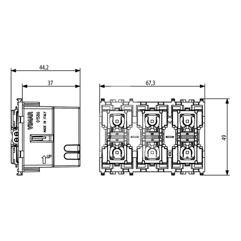 6-przyciskowe sterowanie KNX, 01586 - wymiary