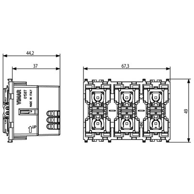 6-przyciskowe sterowanie KNX, 01587 - wymiary