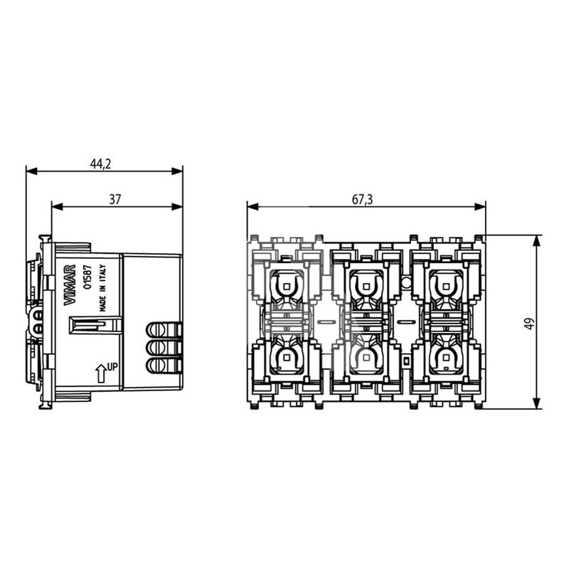 6-przyciskowe sterowanie KNX, 01587 - wymiary