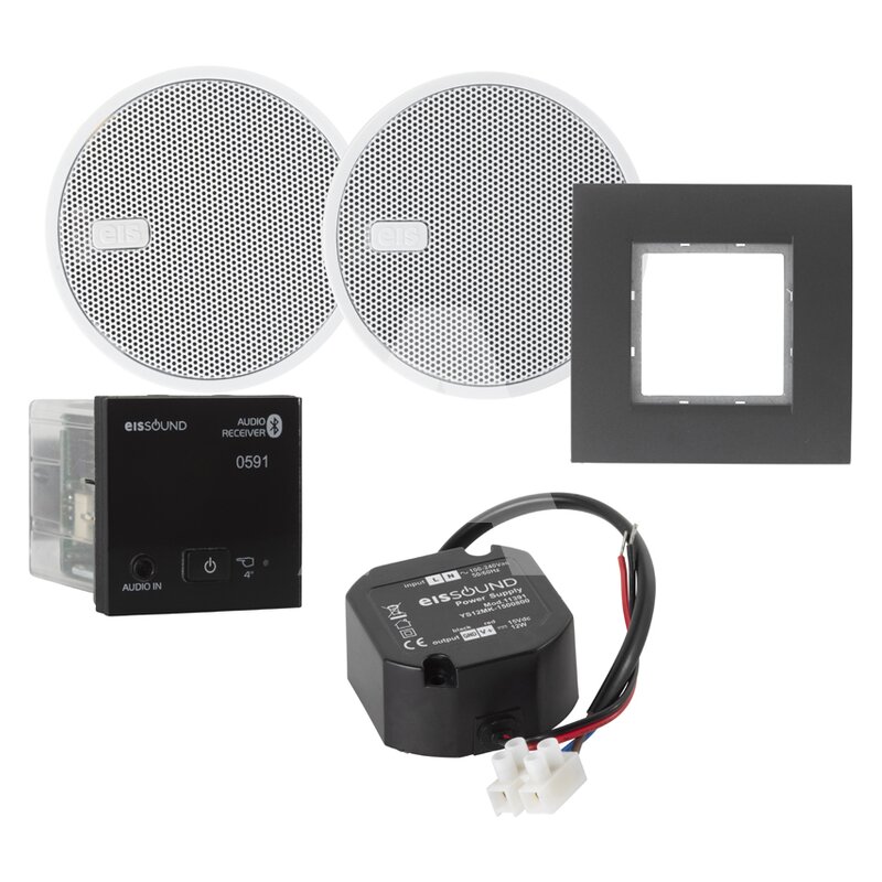 Odbiornik Bluetooth, montowany w ścianę, biały z głośnikami 2,5'', 52958