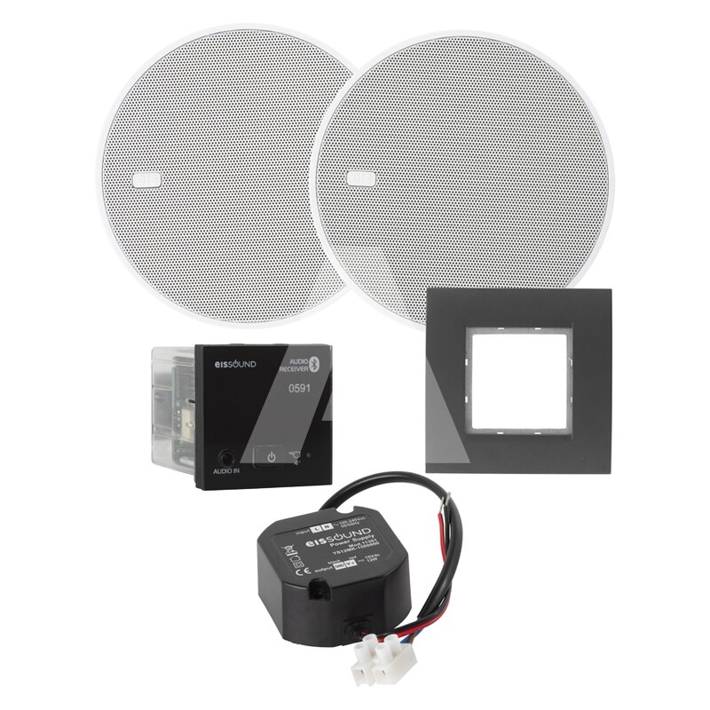 Odbiornik Bluetooth, montowany w ścianę, biały z głośnikami 5'', 52959
