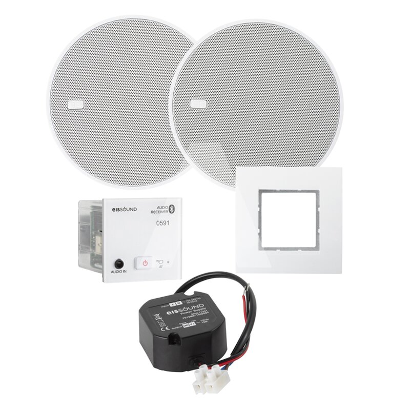 Odbiornik Bluetooth, montowany w ścianę, biały z głośnikami 5'', 52909