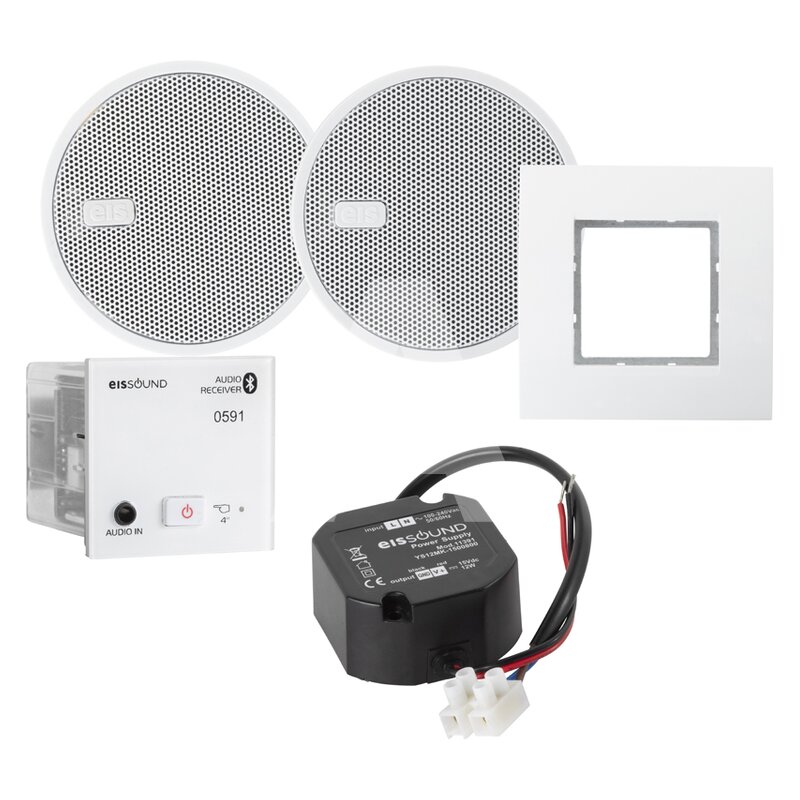 Odbiornik Bluetooth, montowany w ścianę, biały z głośnikami 2,5'', 52908