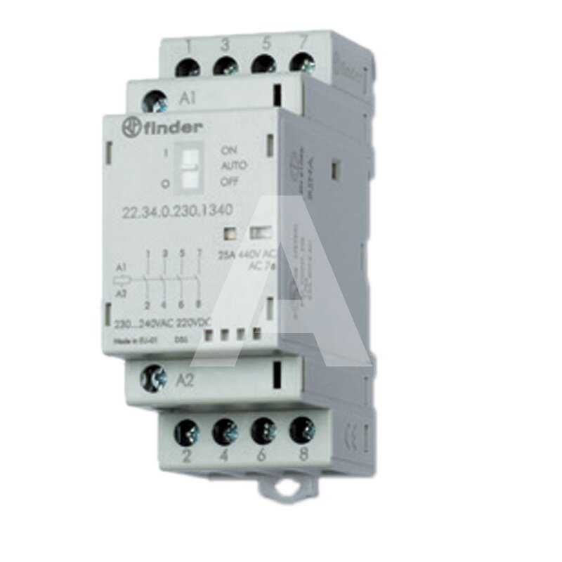 Stycznik instalacyjny 12 V DC/AC, 4xNO, zestyk AgNi, mechaniczny wskaźnik zadziałania + LED, 22.34.0.012.1320