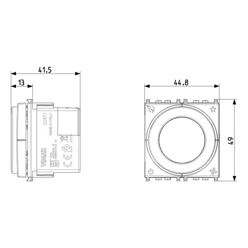 Termostat do automatyki, 02971.M  - wymiary