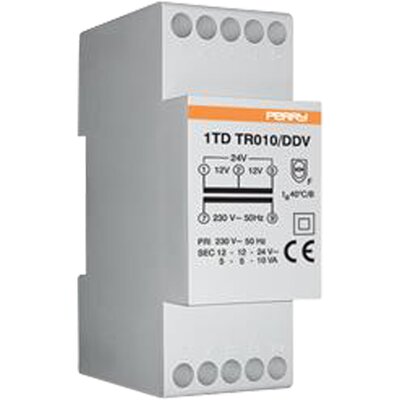 Transformator modułowy 10 VA, praca ciągła, wyjścia 12-12-24 V, 1TDTR010/DDV