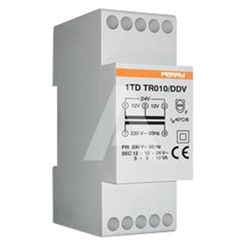 Transformator modułowy 10 VA, praca ciągła, wyjścia 12-12-24 V, 1TDTR010/DDV