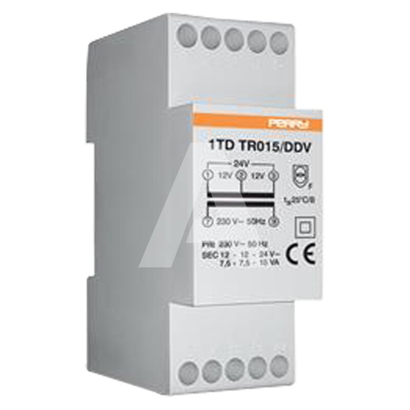 Transformator modułowy 15 VA, praca ciągła, wyjścia 12-12-24 V, 1TDTR015/DDV