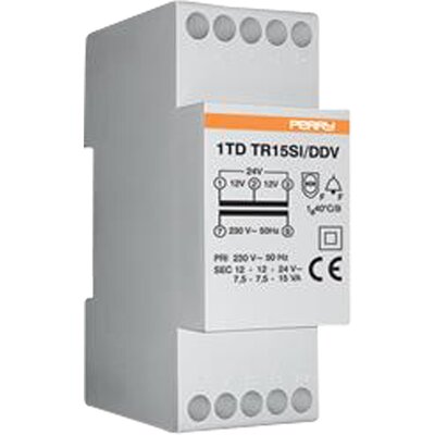 Transformator modułowy 15 VA, praca przerywana, wyjścia 12-12-24 V, 1TDTR15SI/DDV