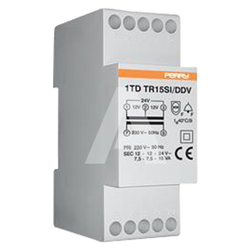 Transformator modułowy 15 VA, praca przerywana, wyjścia 12-12-24 V, 1TDTR15SI/DDV