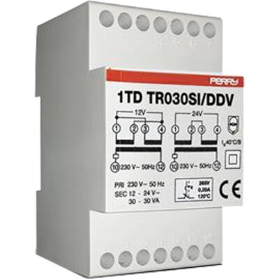 Transformator modułowy 30 VA, praca przerywana, wyjścia 12-12-24 V, 1TDTR30SI/DDV
