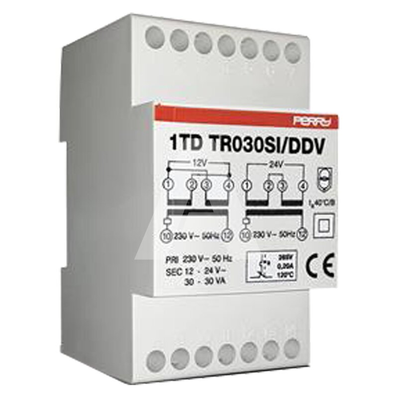Transformator modułowy 30 VA, praca przerywana, wyjścia 12-12-24 V, 1TDTR30SI/DDV