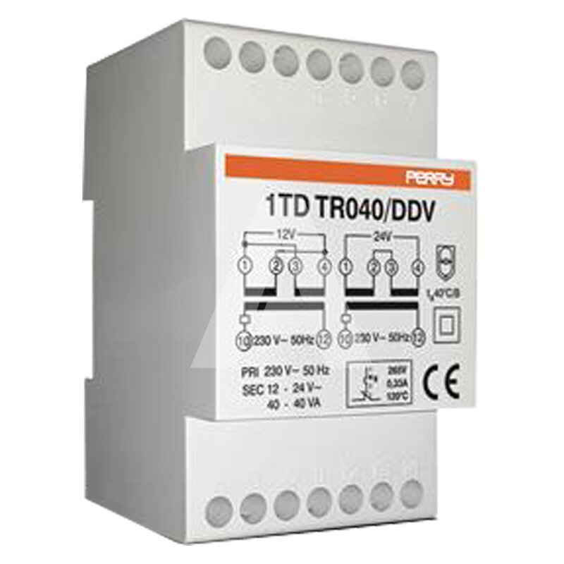 Transformator modułowy 40 VA, praca ciągła, wyjścia 12-12-24 V, 1TDTR040/DDV