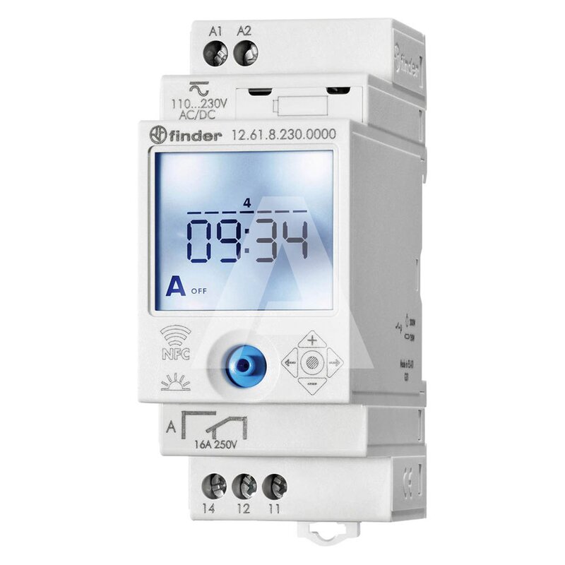 Zegar sterujący, cyfrowy, tygodniowy, z wyświetlaczem, 1 kanał, szerokość 2 DIN, 12.61.8.230.0000