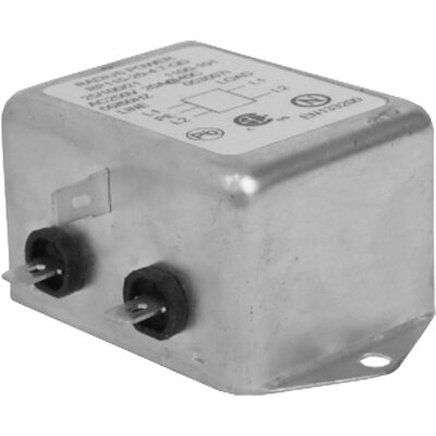 Kompaktowy 1-fazowy filtr zasilania, 1-stopniowy, 120 - 250 V AC, 20 A, montaż kołnierzowy, 50/60 Hz, RP115-20-10-QD