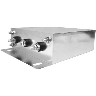 Filtr 3-fazowy EMI MIL/COTS do linii zasilania delta, 480 V AC, 63 A, montaż kołnierzowy, 50/60 Hz, RPMC5014-63