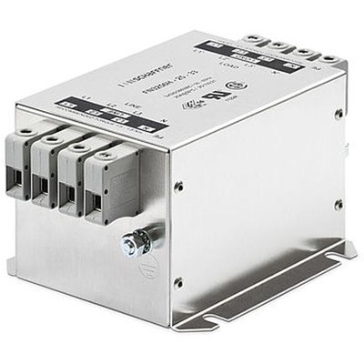Filtr 3-fazowy z przewodem neutralnym 520 V AC, 64 A, FN3256H-64-34