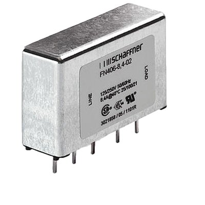 Filtr PCB 250 V AC, 8,4 A, < 5 uA, kompaktowa obudowa, FN406B-8,4-02