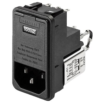 Filtr z gniazdem IEC 6 A, zatrzaski, FN372-6-22