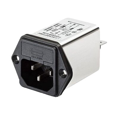 Filtr z gniazdem IEC 250 V AC, 6 A, < 5 uA, wsuwka, zatrzaski pionowo, FN9260SB-6-06-20