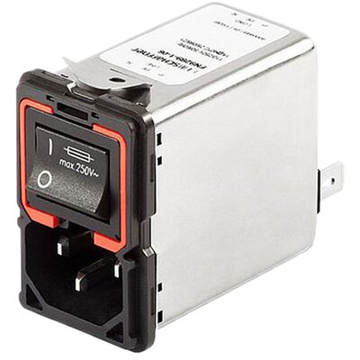 Filtr z gniazdem IEC 250 V AC, 6 A, złączka sprężynowa, zatrzaski, FN9289-6-100