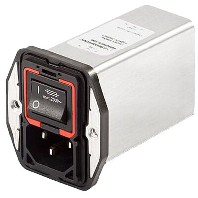 Filtr z gniazdem IEC 250 V AC, 6 A, złączka sprężynowa, zatrzaski, FN9299-6-100