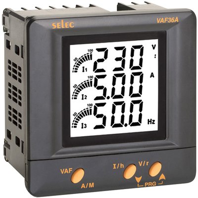 Miernik prądu, napięcia i częstotliwości natablicowy, 96 x 96 mm, VAF36A