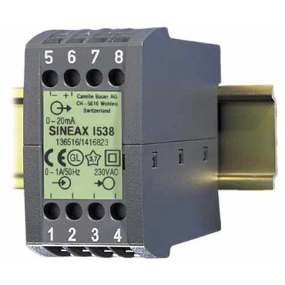 Przetwornik prądu Sineax I538 wej. 0 - 1 A, wyj. 4 - 20 mA, 24 V DC, 146979