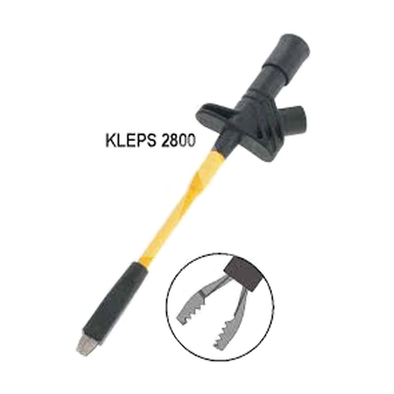 Chwytak krokodylkowy z gniazdem 4 mm, L = 157, czarny rozw.17 mm, bezp. 1 kV = /~, kat. III, 20 A, KLEPS 2800 SW